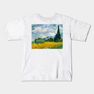 Wheat Field with Cypresses Kids T-Shirt